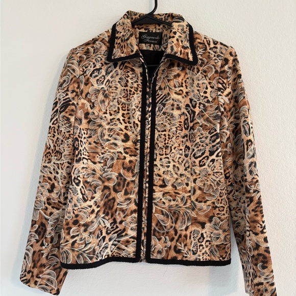 Vintage Giancarlo Ferrari Jungle Print Blazer Zip Up Jacket size 6 - Picture 8 of 16